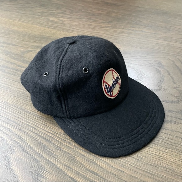 New York Yankees Rare Vintage 1970s Authentic Black Wool Baseball Hat Cap - Picture 3 of 8